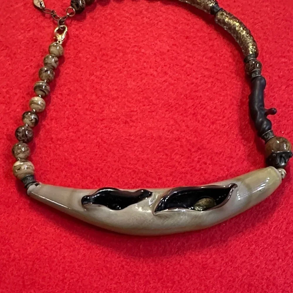 Paola Murano Unique Beaded Glass Necklace with Earthy Tones
